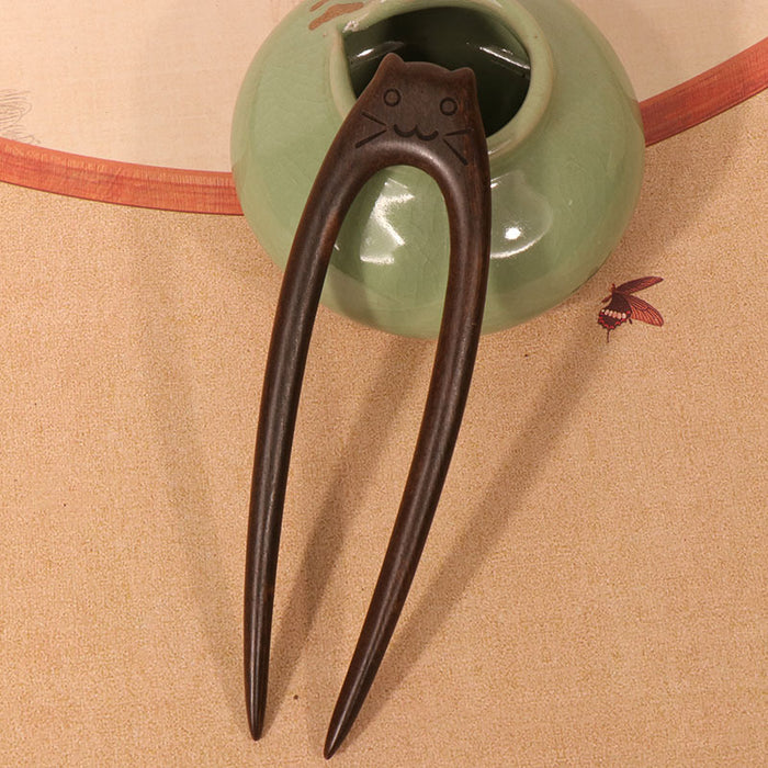 PF133 - Cat Wooden Hair Sticks - Wholesale