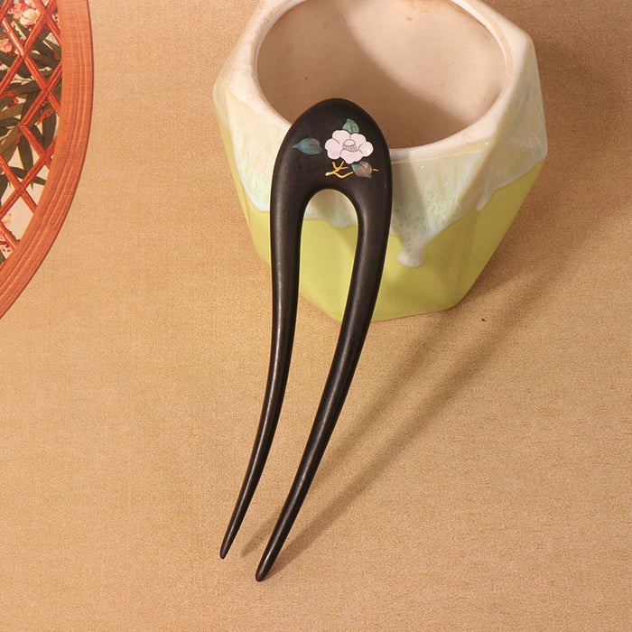 PF134 - 15cm Mother-of-pearl Inlay Wooden Hair Sticks - Wholesale