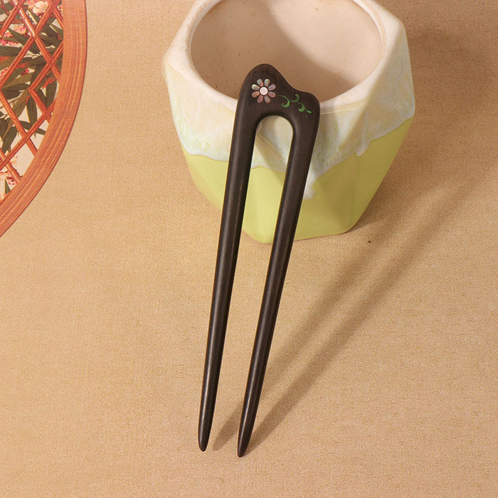 PF134 - 15cm Mother-of-pearl Inlay Wooden Hair Sticks - Wholesale