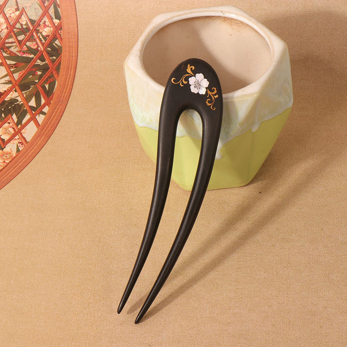 PF134 - 15cm Mother-of-pearl Inlay Wooden Hair Sticks - Wholesale