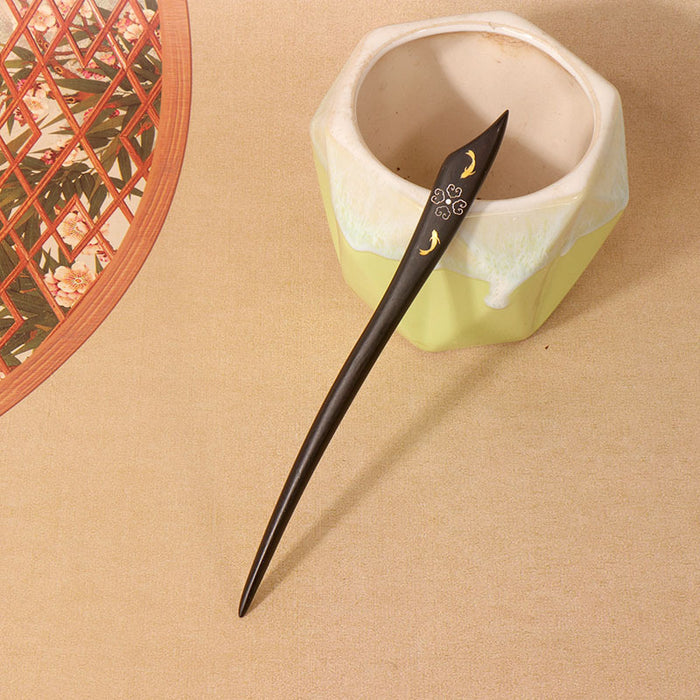 PF137 - 18cm Mother-of-pearl Inlay Wooden Hair Sticks - Wholesale