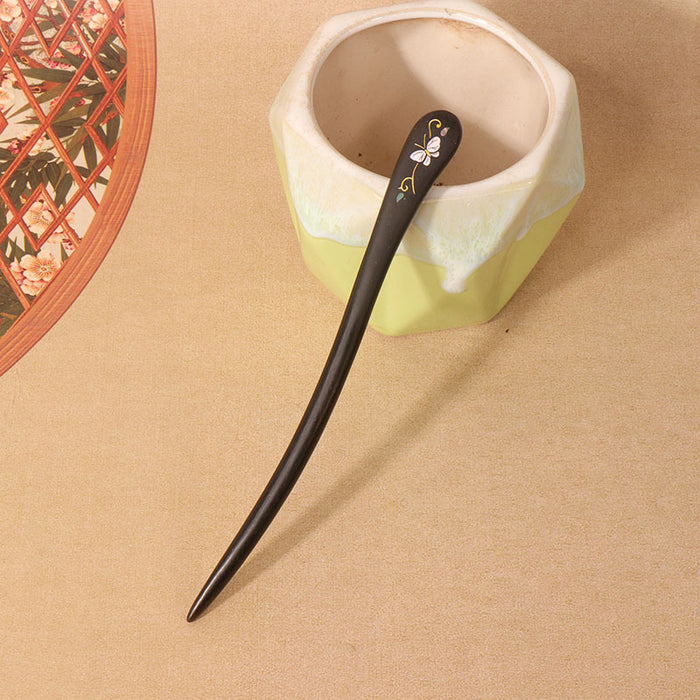 PF137 - 18cm Mother-of-pearl Inlay Wooden Hair Sticks - Wholesale