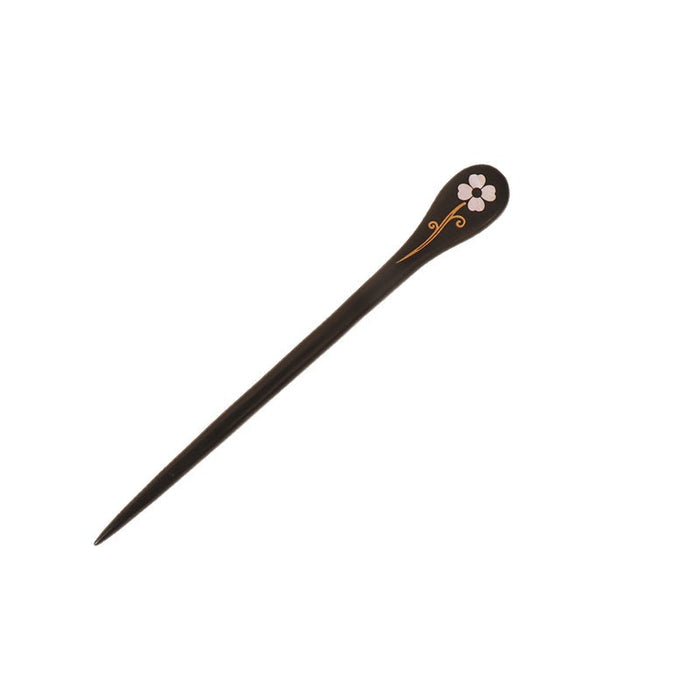 PF137 - 18cm Mother-of-pearl Inlay Wooden Hair Sticks - Wholesale
