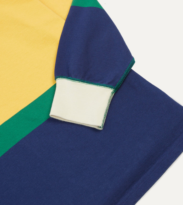Pink, Green, Yellow and Navy Multi Stripe Cotton Rugby Shirt