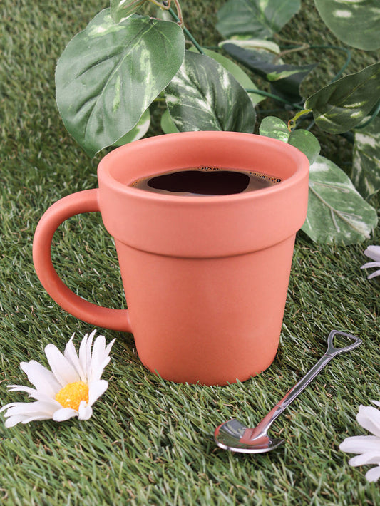 Plant Pot Ceramic Mug and Shovel Spoon | One Colour-Image 1