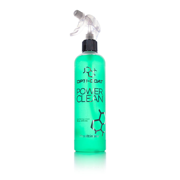 A spray bottle of Opti-Coat Power Clean on a white background.