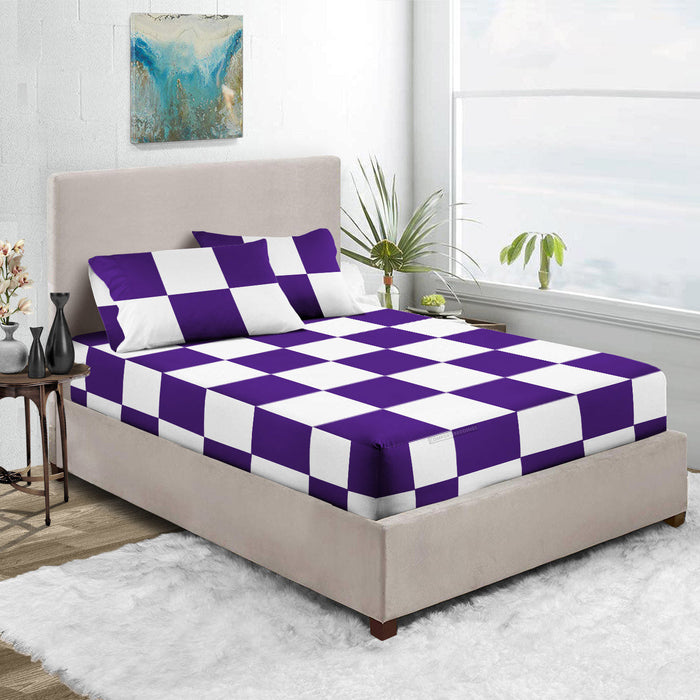 Purple - White Chex Fitted Sheets