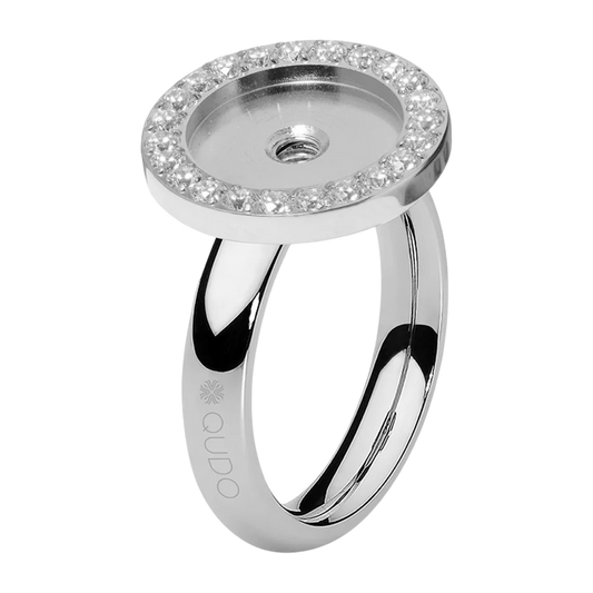 QUDO Portofino interchangeable silver ring base designed for Swarovski crystal toppers and stackable jewelry styling