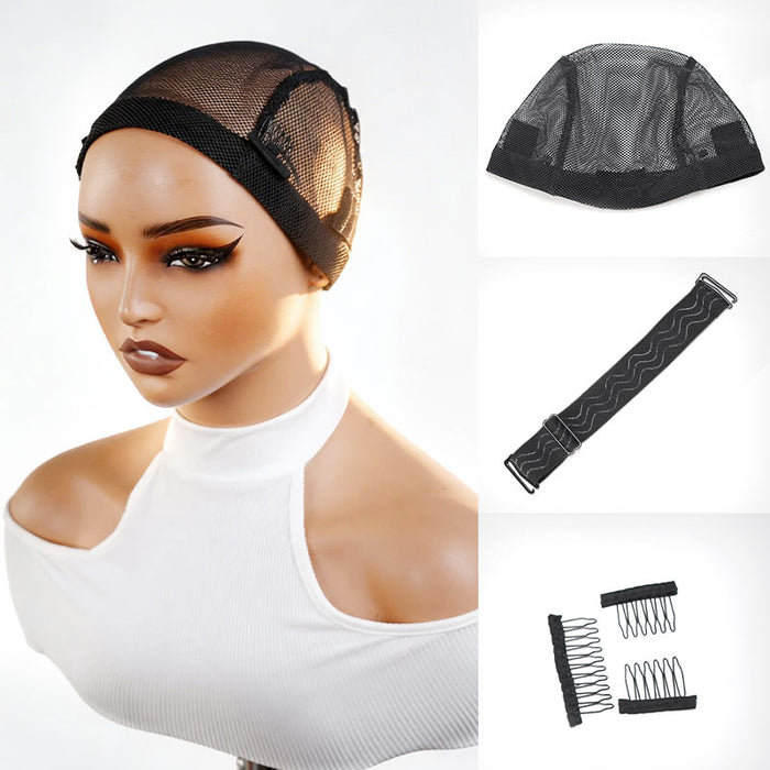 qvr black mesh weaving cap for wig making