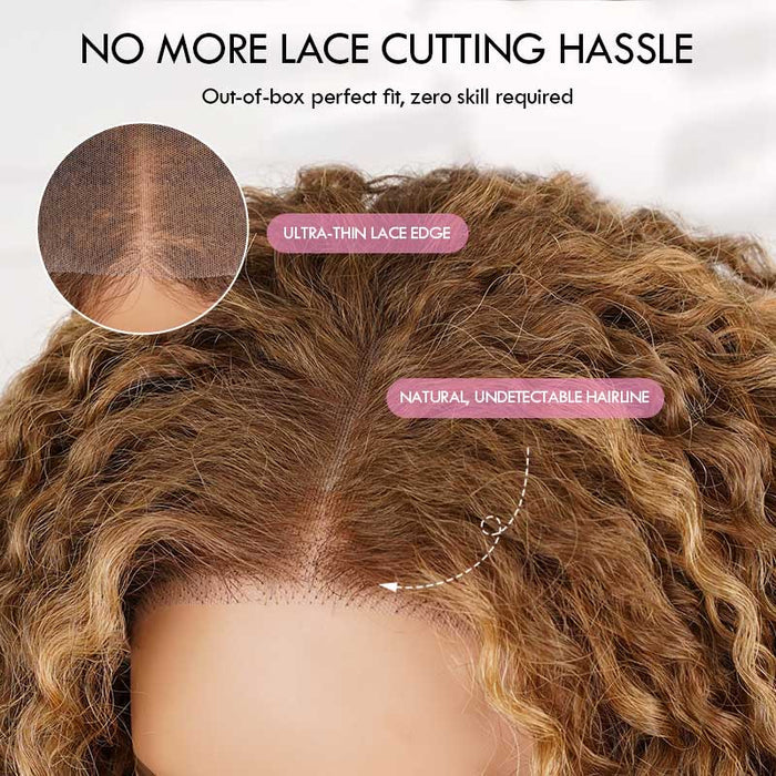 qvr glueless human hair wigs blonde highlight burmese curly for black women