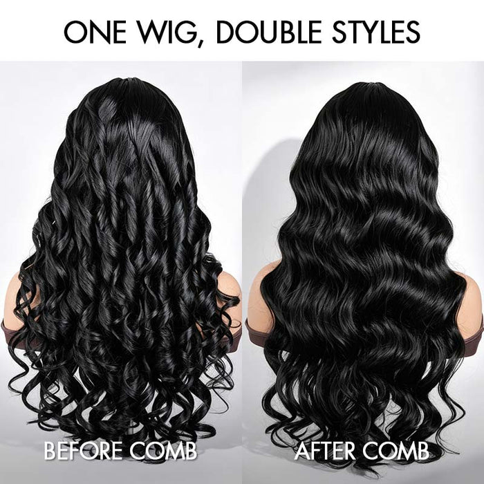 QVR Glueless Pre-Curled New Body Wave Human Hair U Part Wigs
