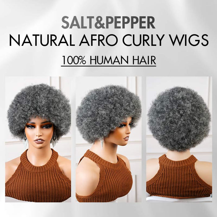qvr glueless human hair wigs pixie cut curly for black women natural look