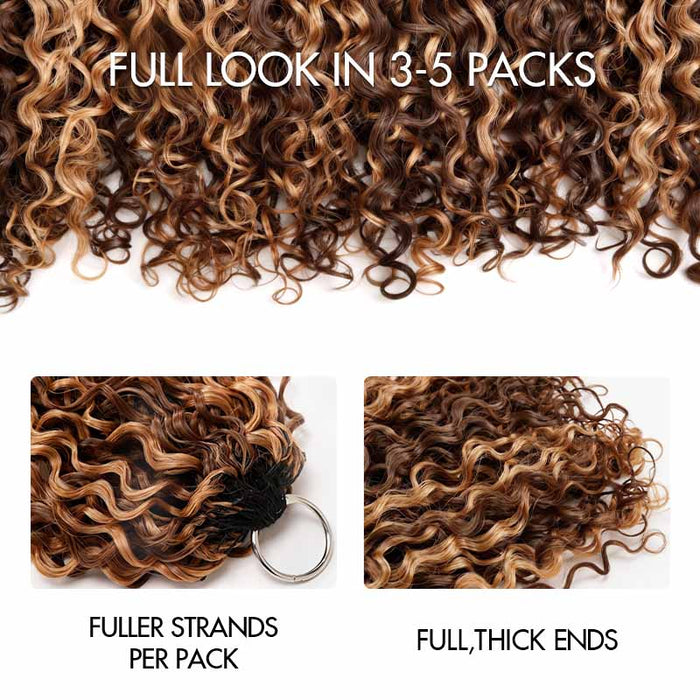 qvr twist curly feather crochet human hair, 3-5 packs for full head highlighted hair look