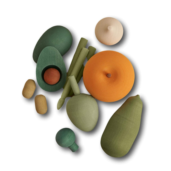 Raduga Grez Wooden Vegetable Set, v. 2 - wood, cotton, natural Kitchen for open-ended play - Title: Default Title