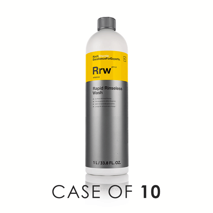 A bottle of Koch Chemie Rapid Rinseless Wash on a white background with the text 'Case of 10'.