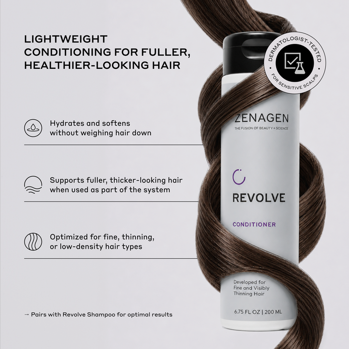Lightweight conditioner for thinning hair, hydrating conditioner for fuller-looking hair, volumizing conditioner for fine hair, softening conditioner that supports thicker-looking hair without weighing hair down.