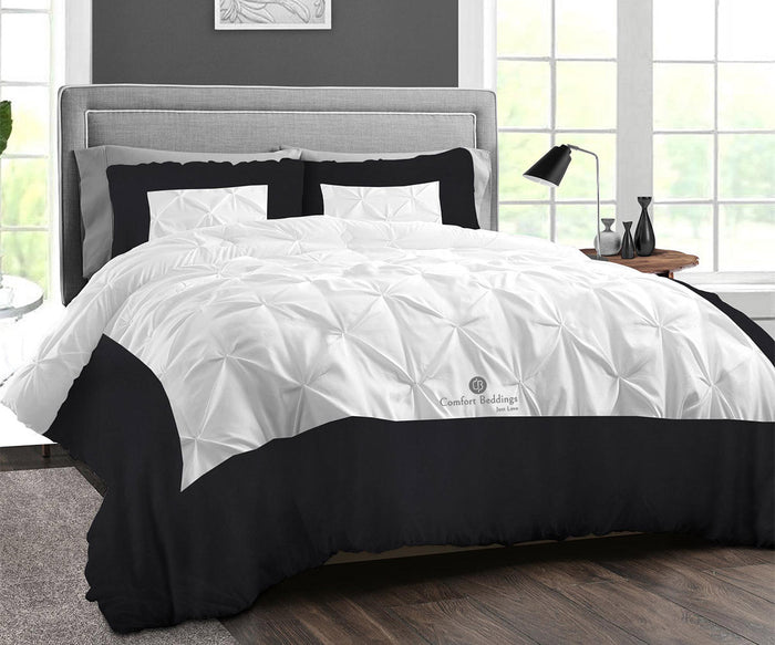 Rich 100% Cotton Black Dual Tone Half Pinch Duvet Cover