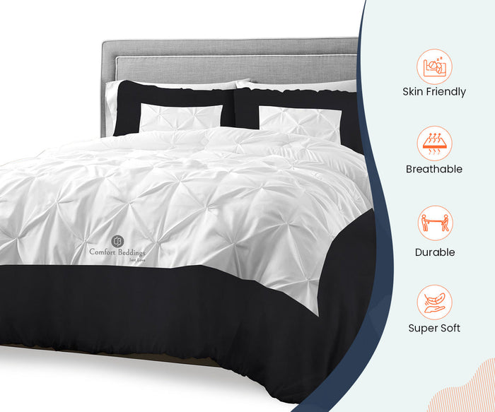 Rich 100% Cotton Black Dual Tone Half Pinch Duvet Cover