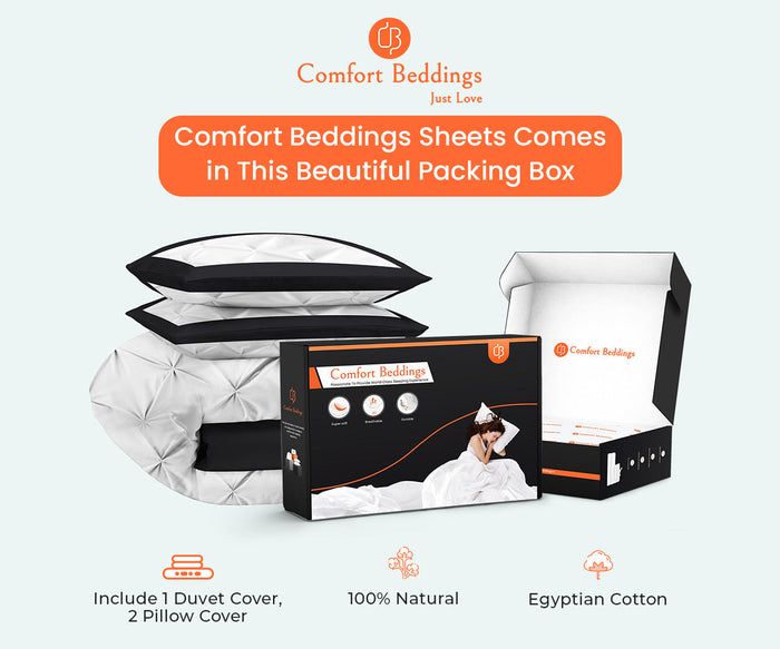 Rich 100% Cotton Black Dual Tone Half Pinch Duvet Cover