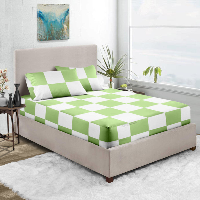 Sage - White Chex Fitted Sheets