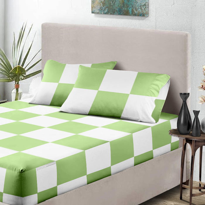 Sage - White Chex Fitted Sheets