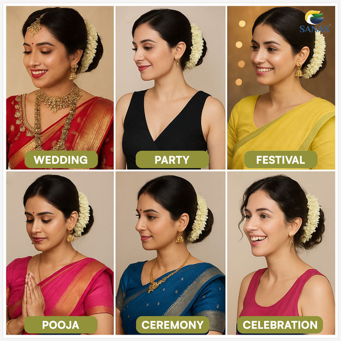 Traditional Hair Accessories for Women White Flower Gajra