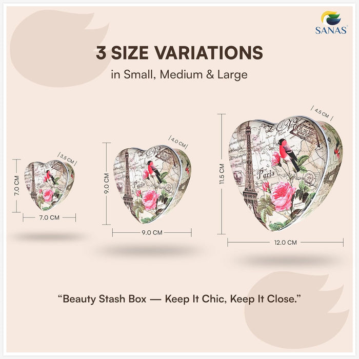 Heart Shaped Tin Box Set with Lid for Jewelry Storage and Gift Packaging