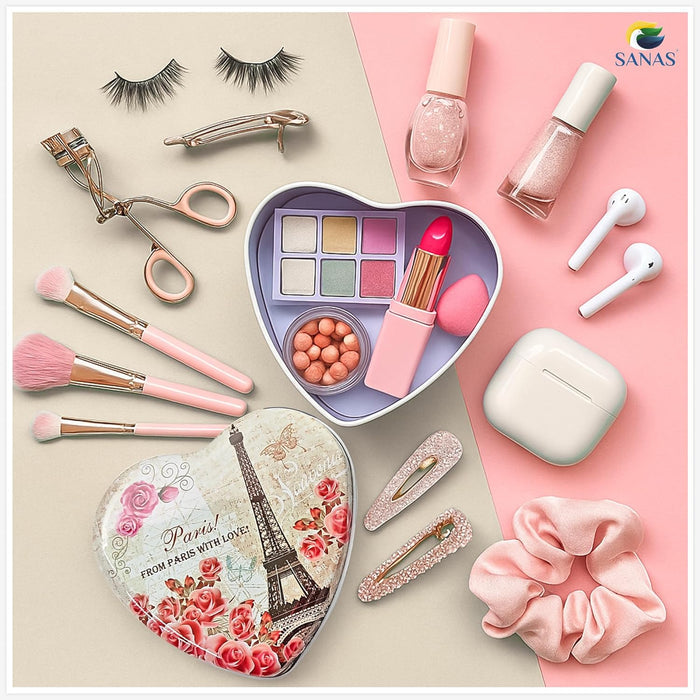 Heart Shaped Tin Box Metal Storage Container for Jewelry and Gifts
