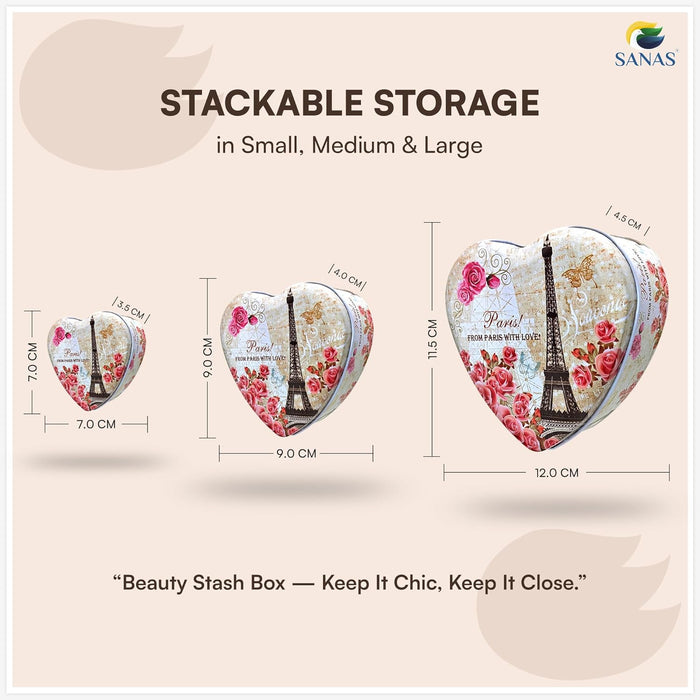 Paris Theme Heart Shape Tin Box for Chocolate and Keepsake Storage