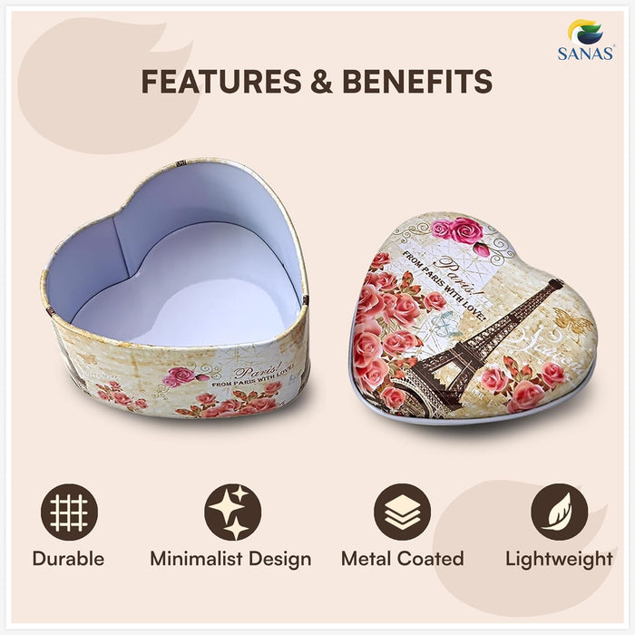 Gift Packaging Box Heart Shape Metal Storage Set for Special Occasions