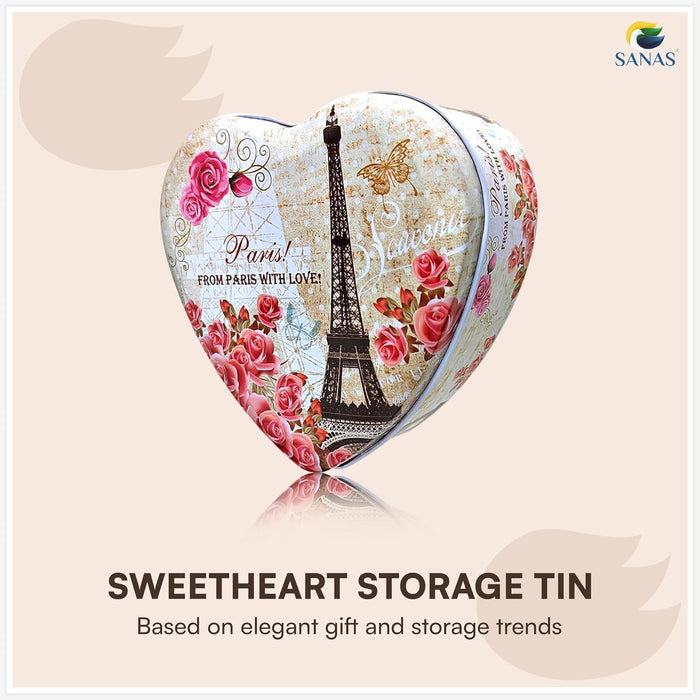Chocolate Tin Box Heart Shaped Decorative Storage Container