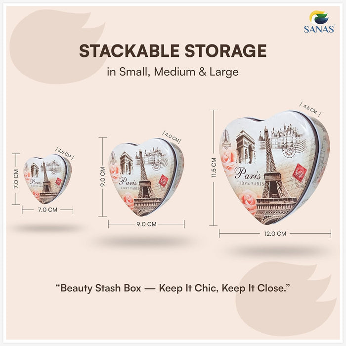 Sanas decorative heart shaped tin boxes