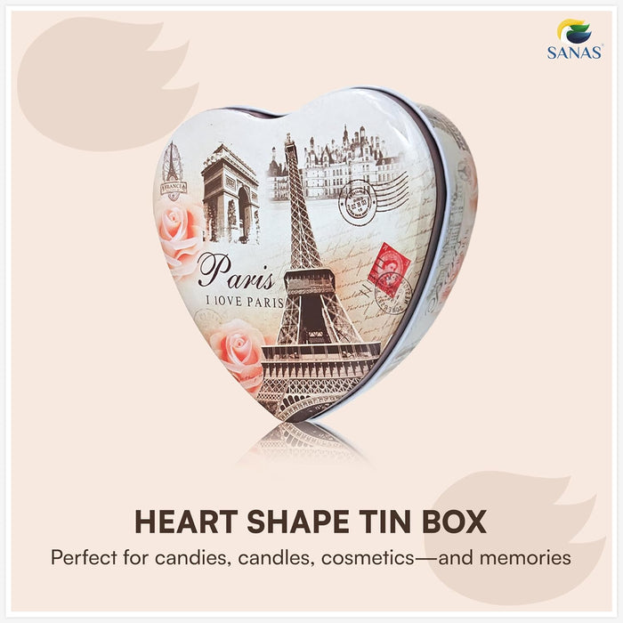Decorative heart shaped tin boxes for storage