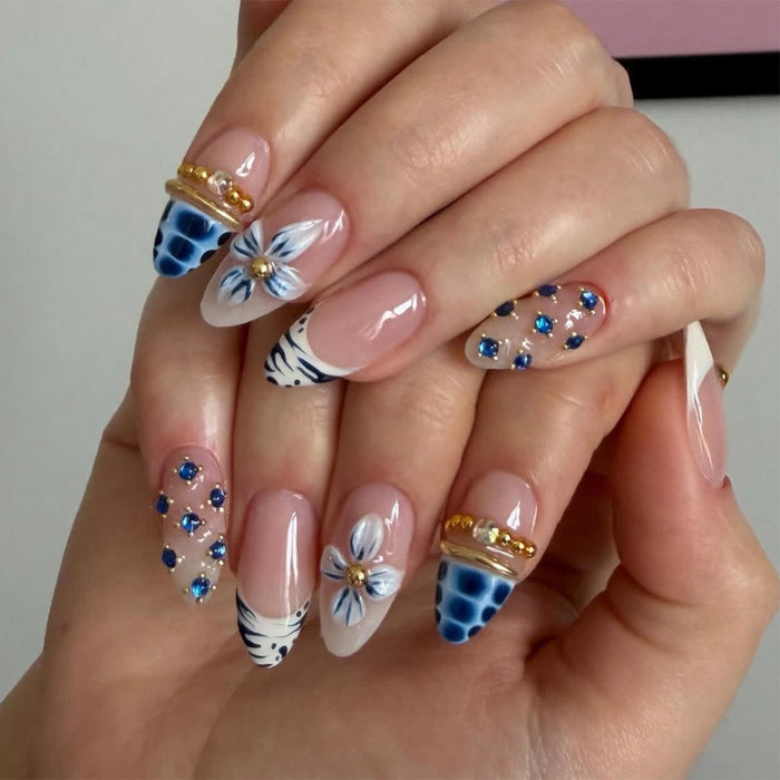 Sapphire Bloom | Medium Almond | EASY PRESS™