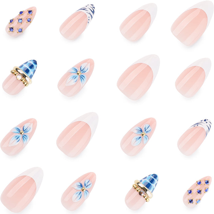 Sapphire Bloom | Medium Almond | EASY PRESS™