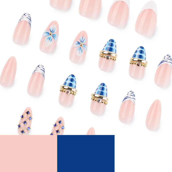 Sapphire Bloom | Medium Almond | EASY PRESS™