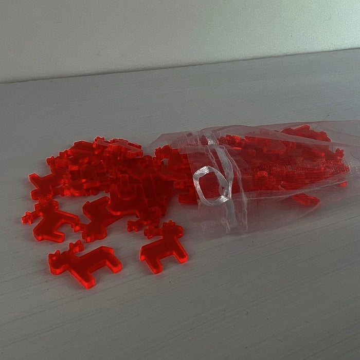 fluorescent Red / Reindeer / 50 pieces