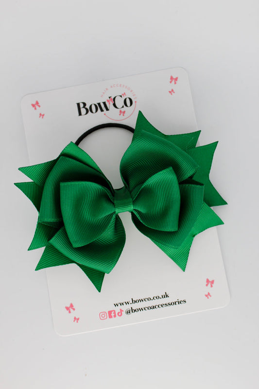 School Bow Forest Green - Layer Bow - Elastic