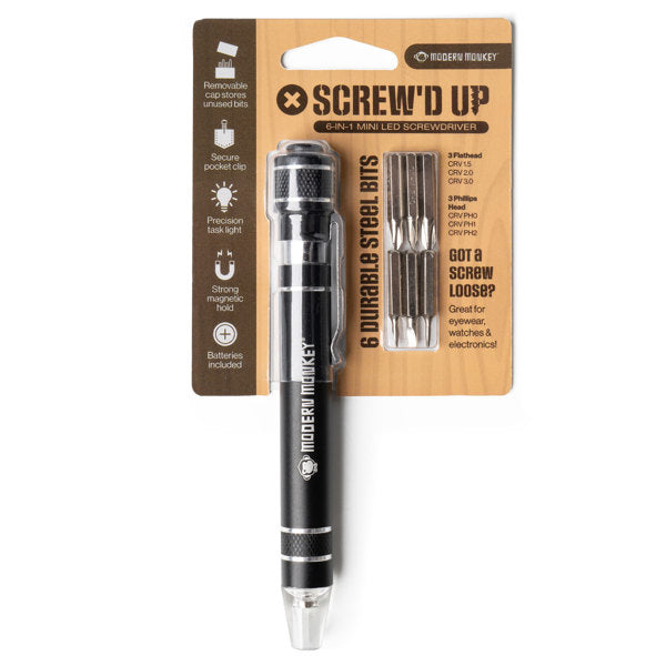 Screw'd Up - 6-in-1 LED Mini LED Screwdriver - Blue - Plunkett's Hallmark