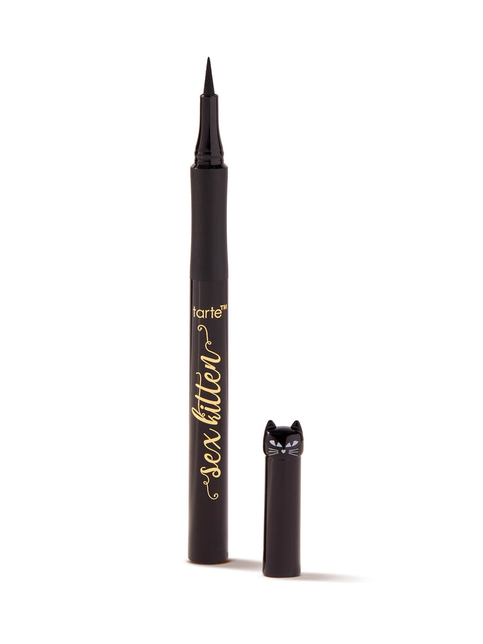Black eyeliner pen with 'tarte' branding on a white background