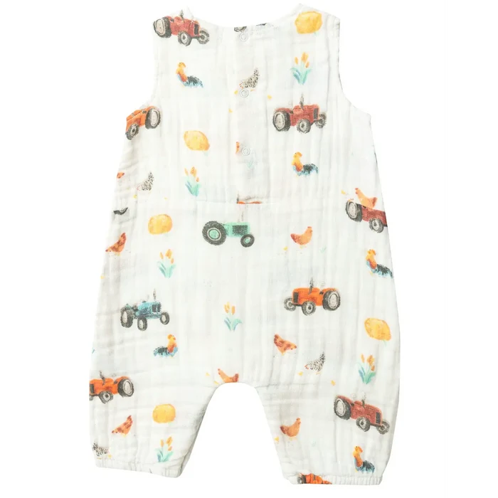Sleeveless Shortie Romper Tractors | Angel Dear - Angel Dear