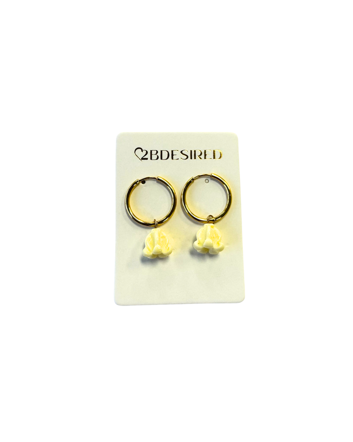 Small Crown Flower Hoop Earrings