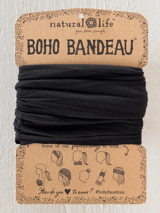 Solid Boho Bandeau® Headband - Black-view 1