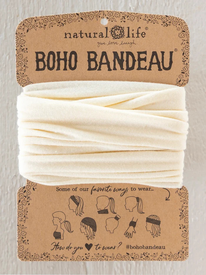Solid Boho Bandeau® Headband - Cream-view 1