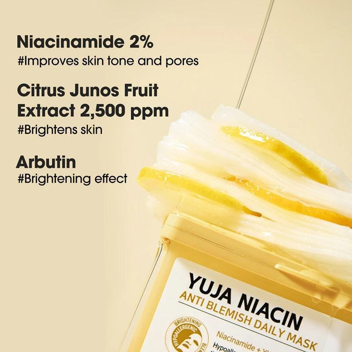 Somebymi Yuja Niacin Anti Blemish Daily Mask (30 Sheets) قناع سومبي مي اليومي المضاد للعيوب بخلاصة اليوجا والنياسين من سومبي مي - Princess Cosmetics Qatar
