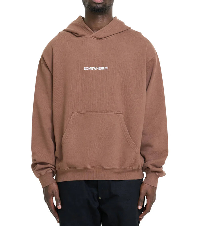 SOMEWHERE Original Logo Hoodie Brown