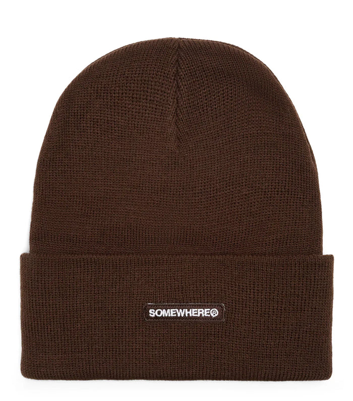SOMEWHERE Patch Logo Winter Beanie Brown