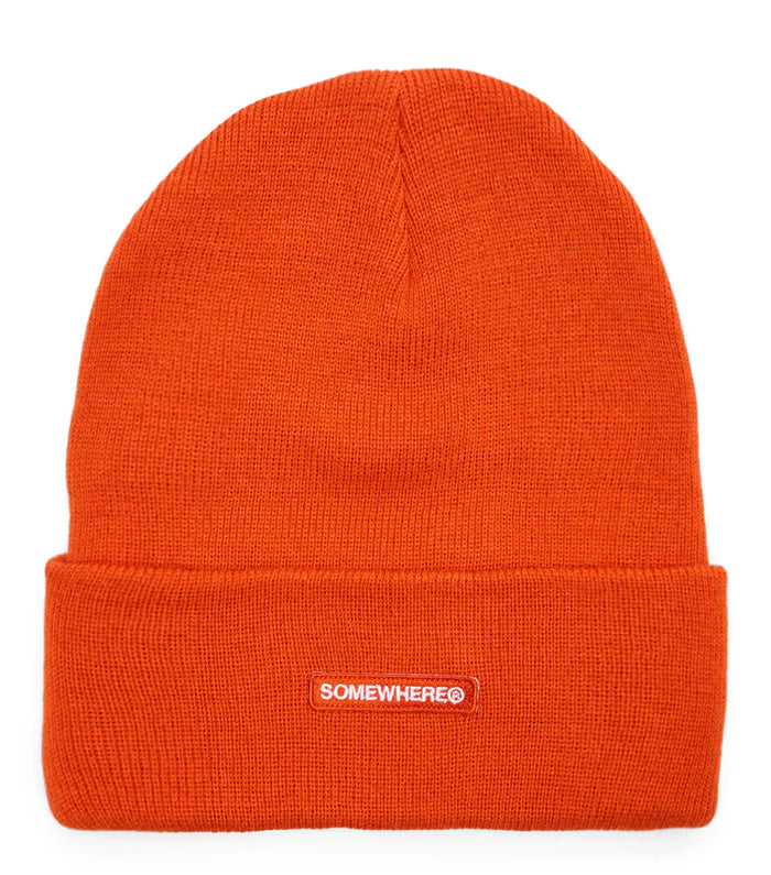 SOMEWHERE Patch Logo Winter Beanie Orange