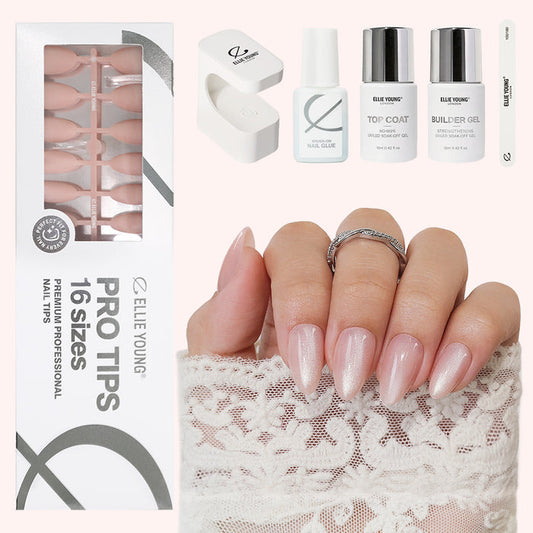 Sparkling Nude Cat Eye | Short Almond | ProTips