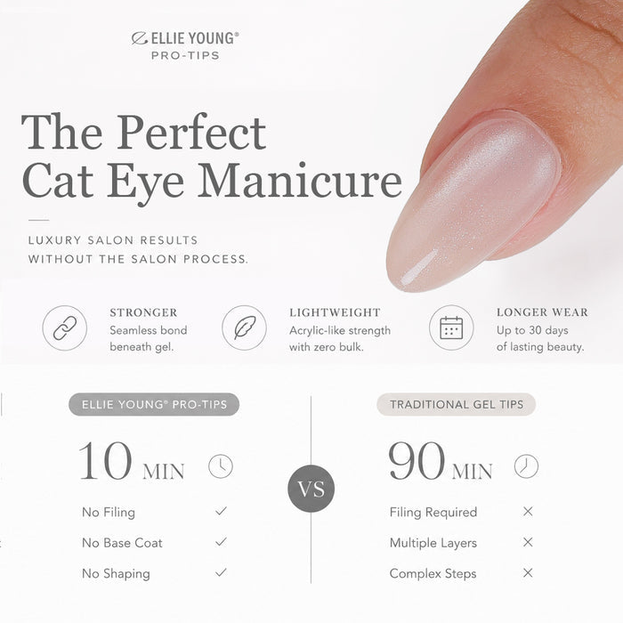 Sparkling Nude Cat Eye | Short Almond | ProTips